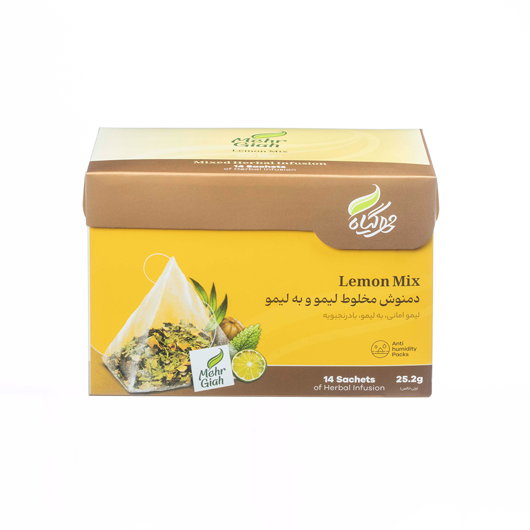 دمنوش مخلطو لیمو و به لیمو مهرگیاه خرید و قیمت دمنوش مخلوط لیمو و به لیمو تی بگ مهرگیاه